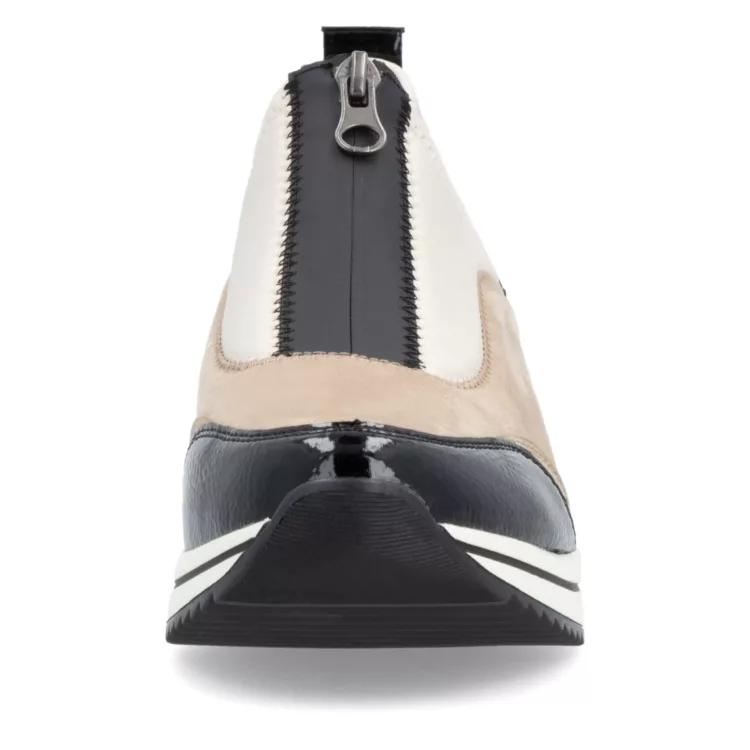 Chaussures compensées beige et noir pour femme de la marque Remonte. Référence D0T08-60 Beige Noir. Disponible chez Chauss'Family magasin chaussures Issoire
