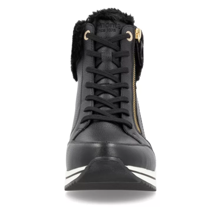 Baskets montantes chaudes de la marque Remonte pour femme. Référence : D0T77-02 Noir. Disponible chez Chauss'Family magasin de chaussures à Issoire.