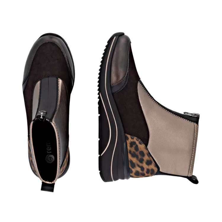 Chaussures bronze et léopard pour femme de la marque Remonte. Référence D0T78-90 Bronze. Disponible chez Chauss'Family magasin de chaussures à Issoire.
