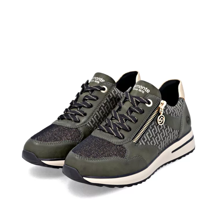 Baskets kaki pour femme de la marque Remonte pour femme. Référence D1G08-54 Kaki. Disponible chez Chauss'Family magasin de chaussures à Issoire.