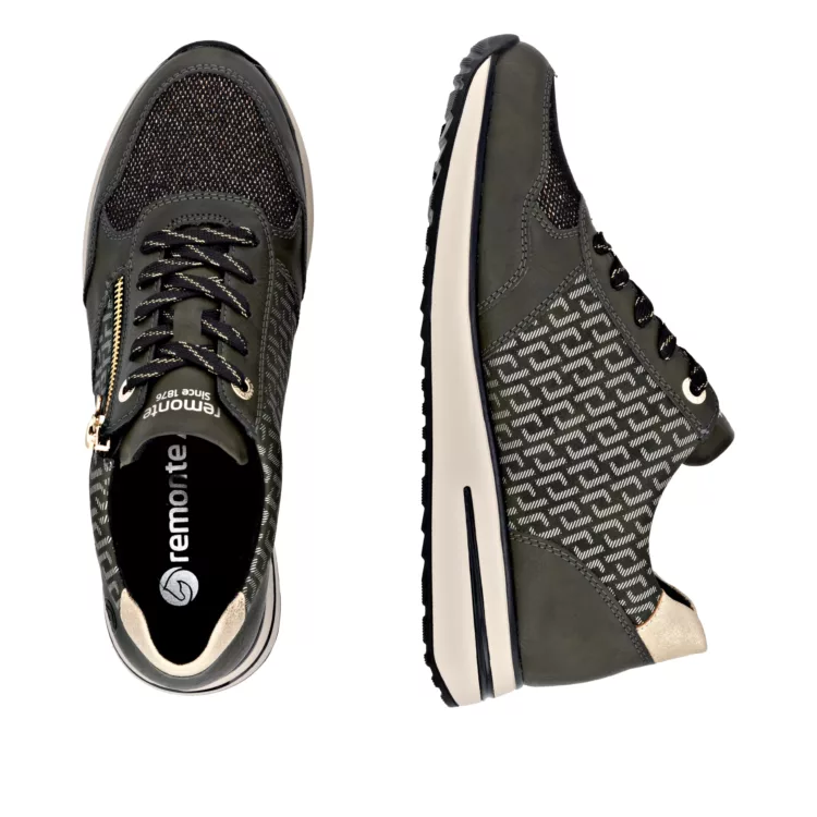 Baskets kaki pour femme de la marque Remonte pour femme. Référence D1G08-54 Kaki. Disponible chez Chauss'Family magasin de chaussures à Issoire.
