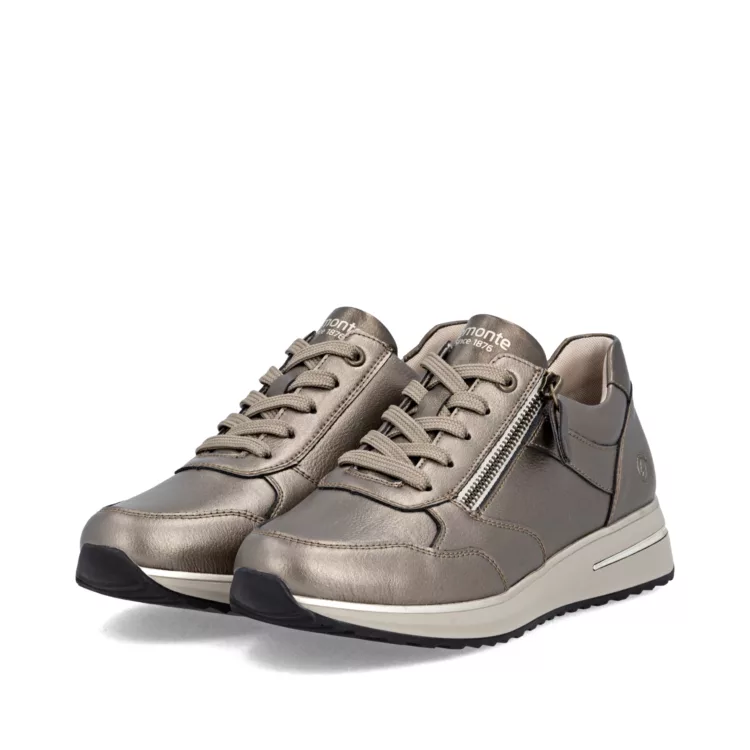 Baskets bronze pour femme de la marque Remonte pour femme. Référence D1G08-92 Bronze. Disponible chez Chauss'Family magasin de chaussures à Issoire.