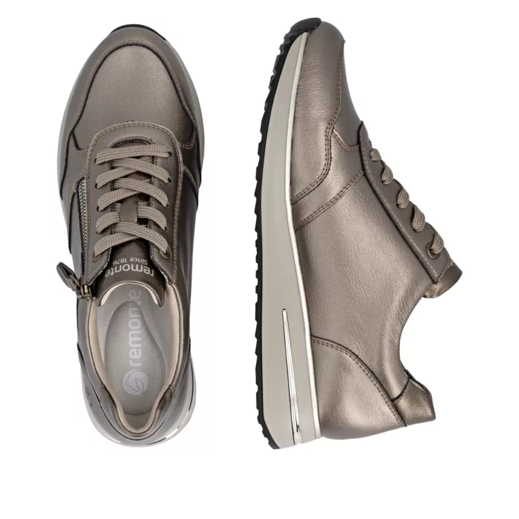 Baskets bronze pour femme de la marque Remonte pour femme. Référence D1G08-92 Bronze. Disponible chez Chauss'Family magasin de chaussures à Issoire.
