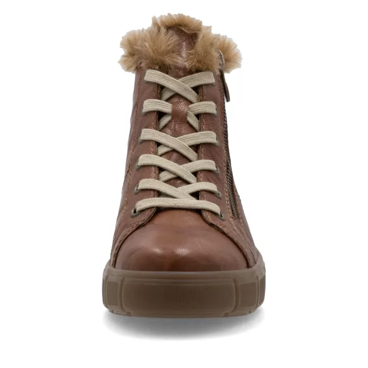 Baskets montantes marron pour femme marque Remonte. Référence D1T72-22 muskat. Disponible chez Chauss'Family magasin de chaussures Issoire