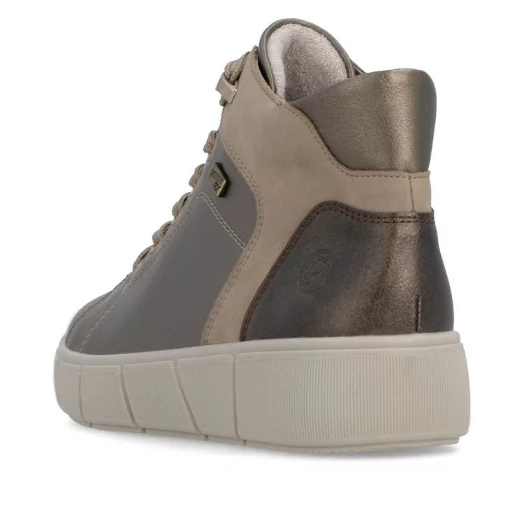 Baskets montantes bronze pour femme marque Remonte. Référence D1T77-90 Bronze. Disponible chez Chauss'Family magasin de chaussures à Issoire.