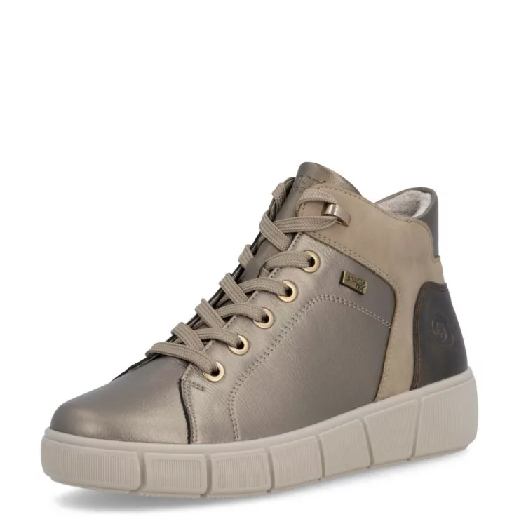 Baskets montantes bronze pour femme marque Remonte. Référence D1T77-90 Bronze. Disponible chez Chauss'Family magasin de chaussures à Issoire.