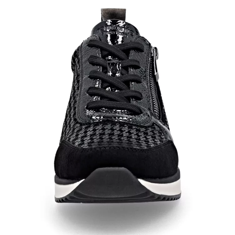 Baskets noires compensées pour femme de la marque Remonte. Référence D2401-08 Noir. Disponible chez Chauss'Family chaussures à Issoire.
