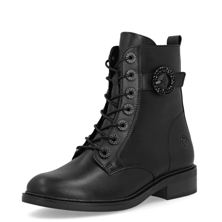 Bottines noires à lacets pour femme marque Remonte. Référence D2w73-00 Noir. Disponible chez Chauss'Family magasin de chaussures Issoire.