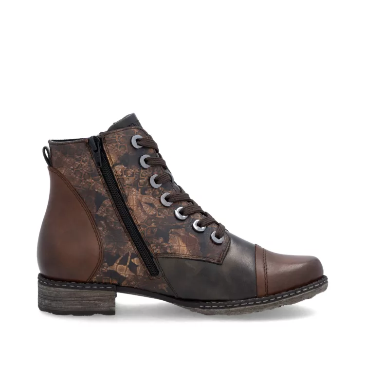 Bottines marron à lacets pour femme marque Remonte. Référence D4382-25 Marron. Disponible chez Chauss'Family magasin de chaussures Issoire.