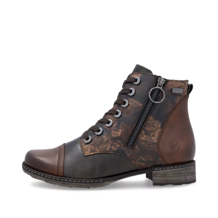 Bottines marron à lacets pour femme marque Remonte. Référence D4382-25 Marron. Disponible chez Chauss'Family magasin de chaussures Issoire.
