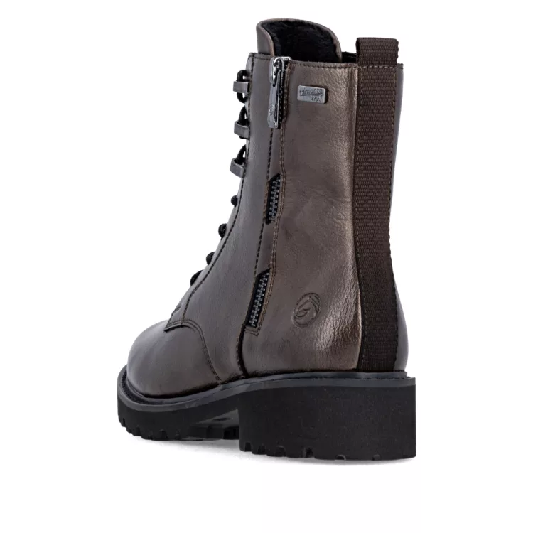 Bottines bronze à lacets pour femme marque Remonte. Référence D8656-90 Bronze. Disponible chez Chauss'Family magasin de chaussures Issoire.