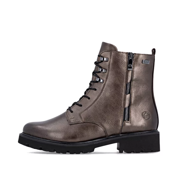 Bottines bronze à lacets pour femme marque Remonte. Référence D8656-90 Bronze. Disponible chez Chauss'Family magasin de chaussures Issoire.