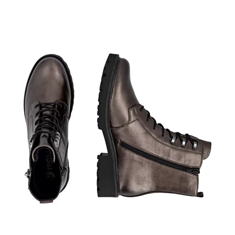 Bottines bronze à lacets pour femme marque Remonte. Référence D8656-90 Bronze. Disponible chez Chauss'Family magasin de chaussures Issoire.