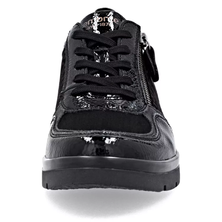 Baskets noires compensées pour femme de la marque Remonte. Référence R0701-08 Noir. Disponible chez Chauss'Family chaussures à Issoire.