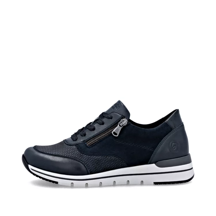 Baskets souples bleu marine pour femme marque Remonte. Référence R6714-14 Bleu foncé. Disponible chez Chauss'Family magasin de chaussures à Issoire.