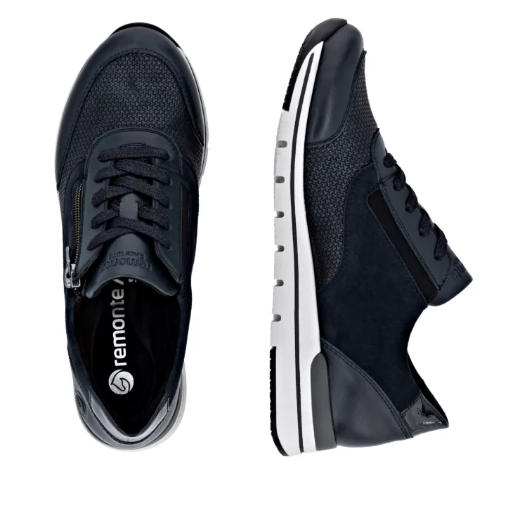 Baskets souples bleu marine pour femme marque Remonte. Référence R6714-14 Bleu foncé. Disponible chez Chauss'Family magasin de chaussures à Issoire.