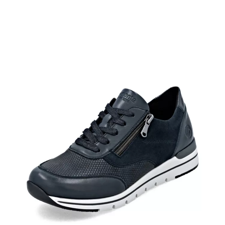 Baskets souples bleu marine pour femme marque Remonte. Référence R6714-14 Bleu foncé. Disponible chez Chauss'Family magasin de chaussures à Issoire.