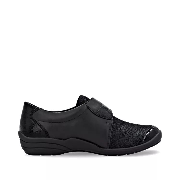 Chaussures noires à velcro pour femme marque Remonte. Référence R7600-00 Black. Disponible chez Chauss'Family magasin de chaussures Issoire.