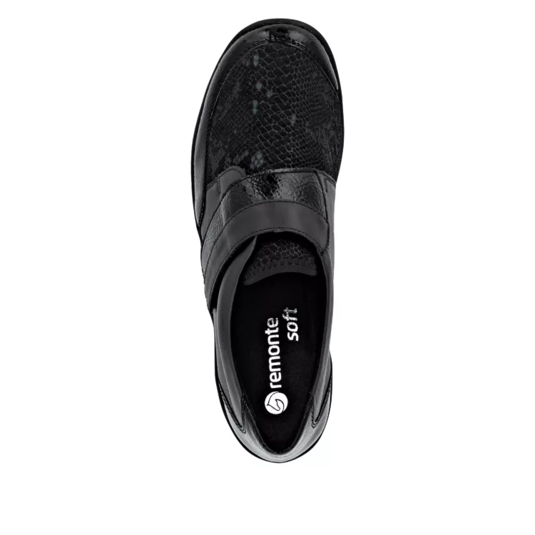 Chaussures noires à velcro pour femme marque Remonte. Référence R7600-00 Black. Disponible chez Chauss'Family magasin de chaussures Issoire.