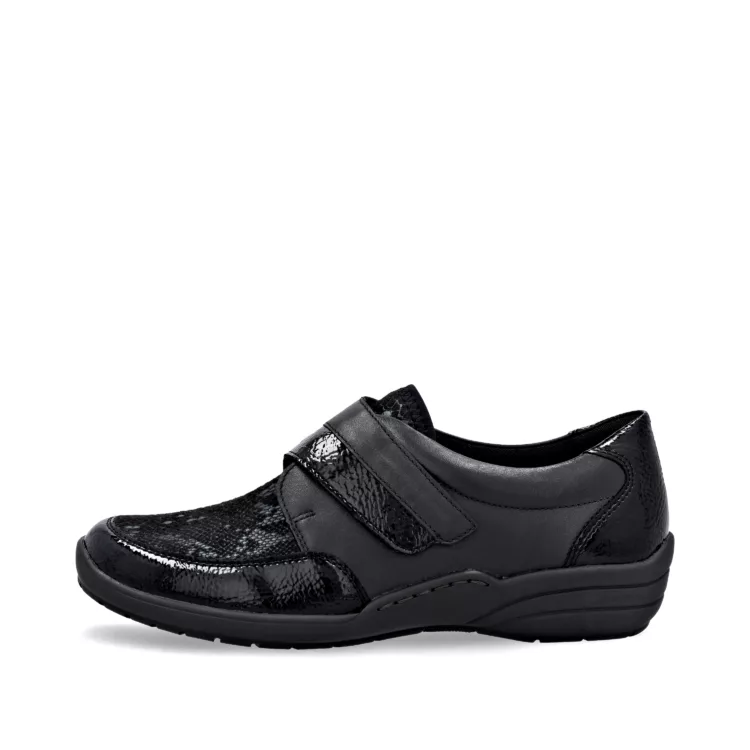 Chaussures noires à velcro pour femme marque Remonte. Référence R7600-00 Black. Disponible chez Chauss'Family magasin de chaussures Issoire.