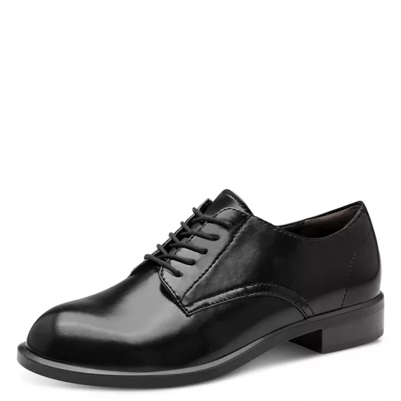 Derbies noires de la marque Tamaris. Référence 23349-45 024 Black Matt Uni. Disponible chez Chauss'Family magasin de chaussures à Issoire.