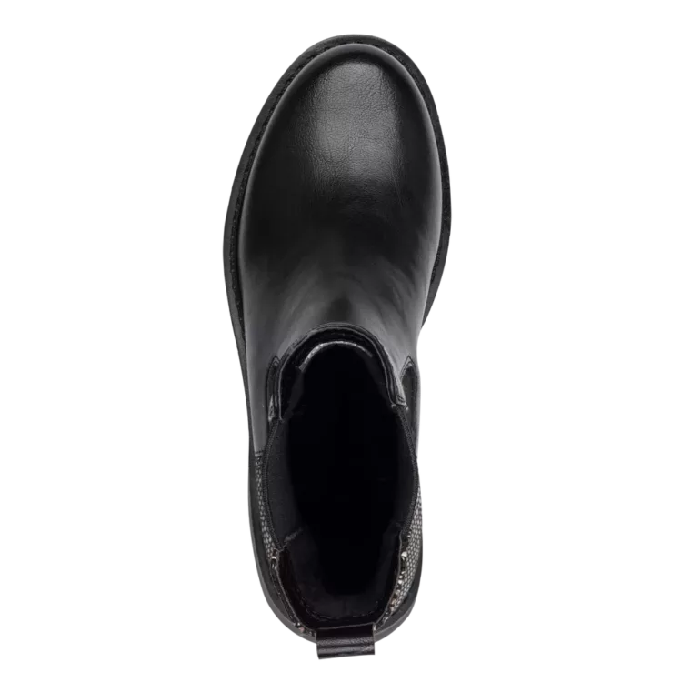 Bottines noires de la marque Tamaris. Référence : 25436-41 003 Black Leather. Disponible chez Chauss'Family magasin de chaussures à Issoire.