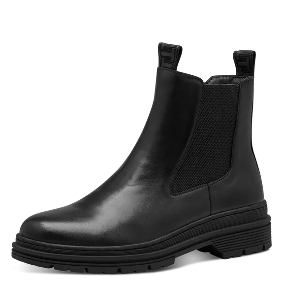 Bottines noires de la marque Tamaris. Référence : 25436-41 003 Black Leather. Disponible chez Chauss'Family magasin de chaussures à Issoire.