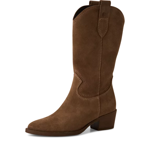 Santiags hautes de la marque Tamaris pour femme. Référence : 25701-41 300 Brown. Disponible chez Chauss'Family magasin de chaussures à Issoire.