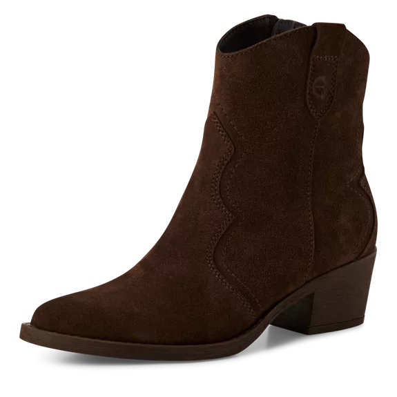 Santiags chocolat de la marque Tamaris pour femme. Référence : 25702-41 304 Mocca . Disponible chez Chauss'Family magasin de chaussures à Issoire.