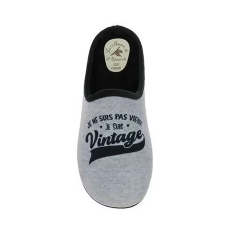 Mules vintage pour homme marque La maison de l'espadrille. Référence 105-8-H8 Gris. Disponible chez Chauss'Family magasin de chaussures à Issoire.