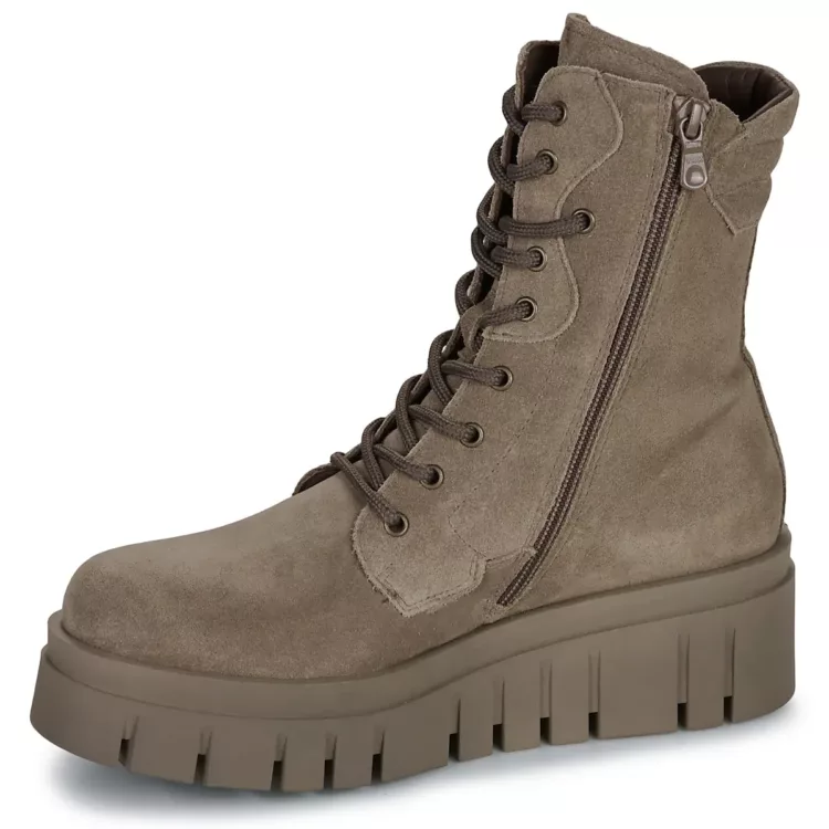 Bottines kaki à plateforme femme marque NeroGiardini. Référence I514911D 501 Fango. Disponible chez Chauss'Family magasin de chaussures à Issoire.