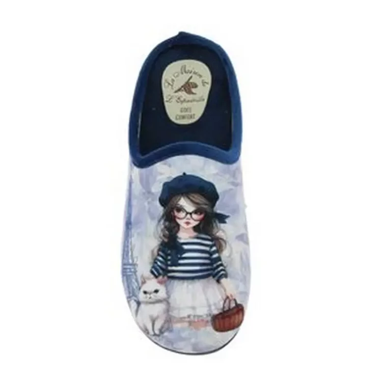Mules motif Parisienne La maison de l'espadrille pour femme. Référence 6162 Marine. Disponible chez Chauss'Family magasin de chaussures à Issoire.