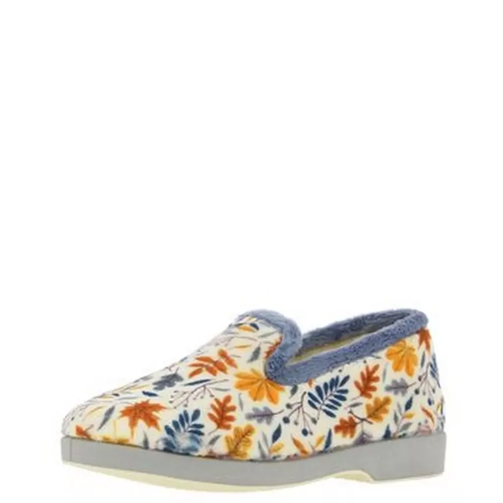 Charentaises automnal La maison de l'espadrille pur femme. Référence : 6207 Bleu. Disponible chez Chauss'Family magasin de chaussures à Issoire.