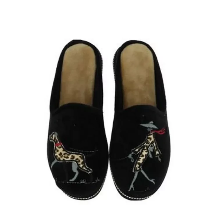 Mules motif chien La maison de l'espadrille pour femme. Référence 6809 Noir. Disponible chez Chauss'Family magasin de chaussures à Issoire.