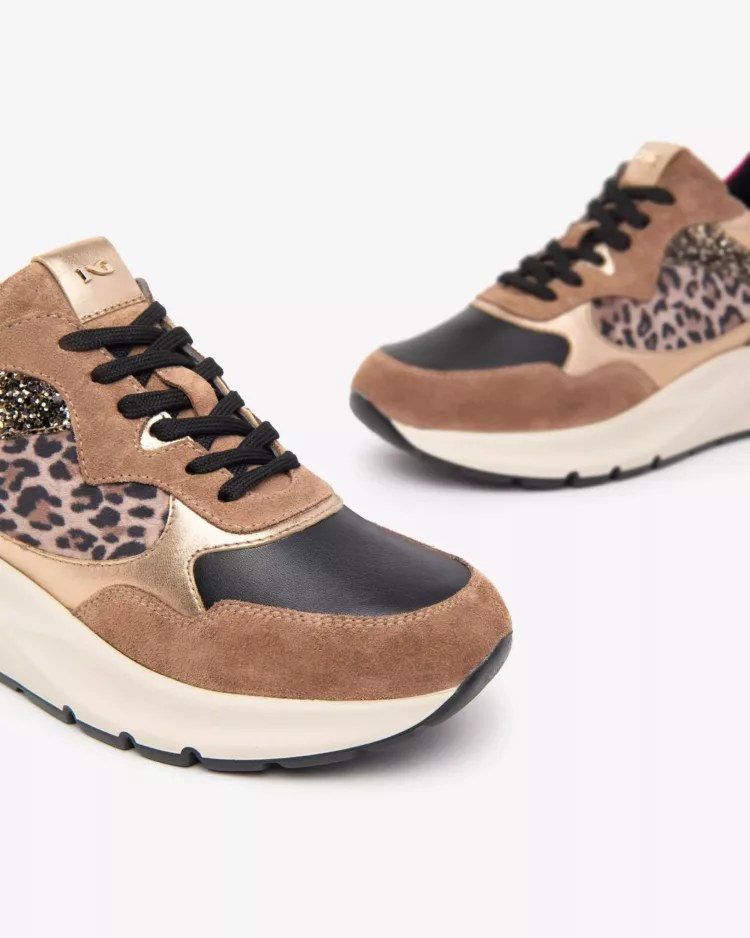 NeroGiardini Baskets noires et léopard de la marque NeroGiardini pour femme. Référence : I411531D 442 Nero. Disponible chez Chauss'Family magasin de chaussures à Issoire.