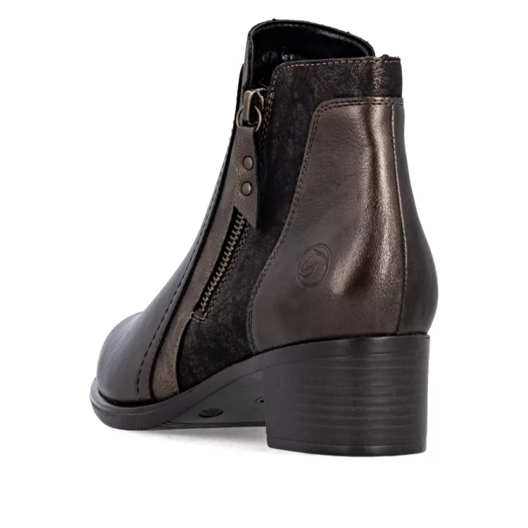 Bottines bronze à talons de la marque Remonte pour femme. Référence : R5172-90 Lightantik. Disponible chez Chauss'Family magasin de chaussures à Issoire.