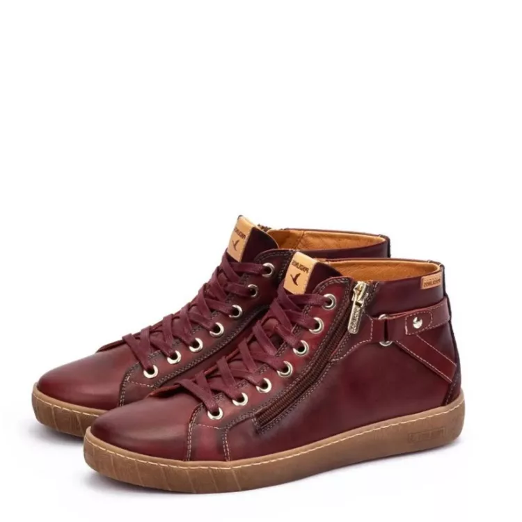 Baskets montantes bordeaux pour femme marque Pikolinos. Référence Lanzarote W7B-8868C1 Acilla. Disponible chez Chauss'Family magasin de chaussures à Issoire.