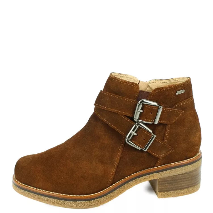 Bottines marron pour femme marque GR Geo Reino. Référence Leoden Cognac. Disponible chez Chauss'Family magasin de chaussures à Issoire.