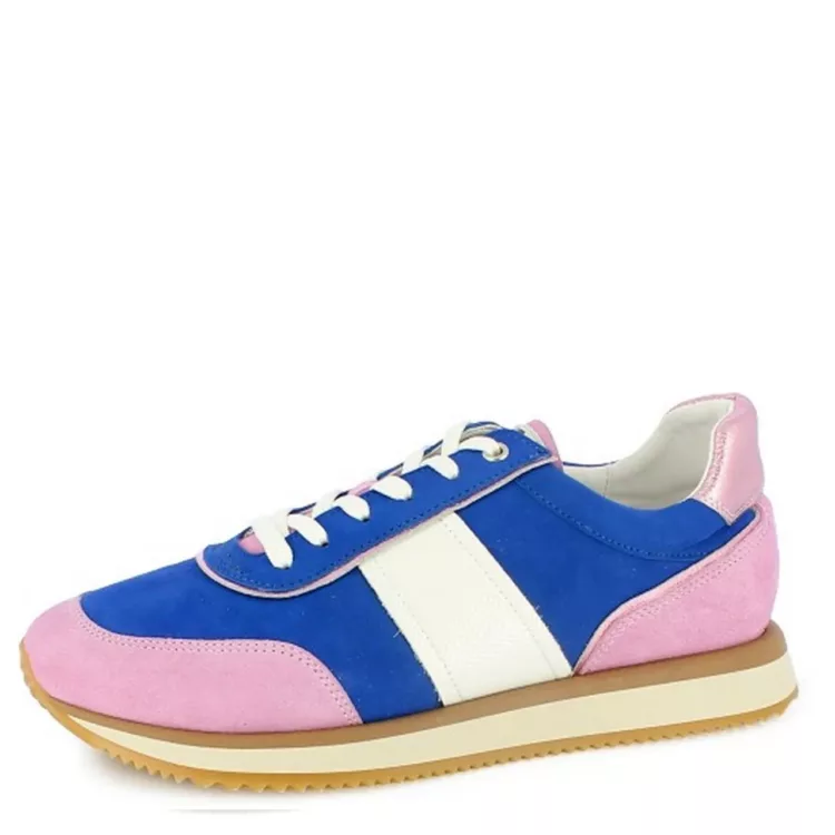 Baskets bleues et rose pour femme marque Geo Reino. Référence : Tadelo Vel Orchidea / Bleu. Disponible chez Chauss'Family magasin de chaussures à Issoire.