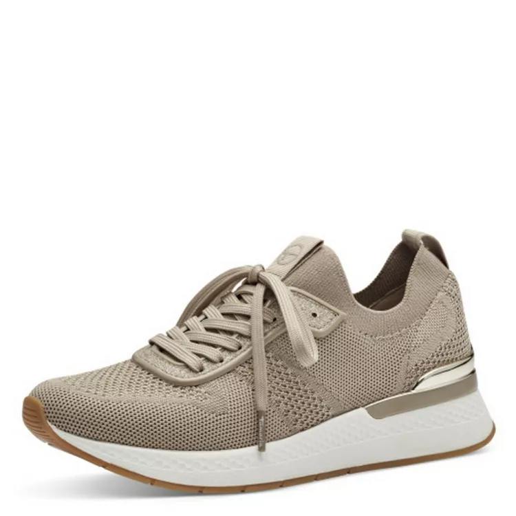 Basket textile de la marque Tamaris pour femme. Référence : 23712-42 498 Ivory Metallic. Disponible chez Chauss'Family magasin de chaussures à Issoire.