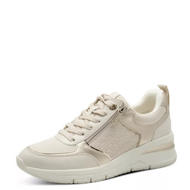 Baskets compensées Tamaris pour femme. Référence 23721-42 430 Ivory Comb . Disponible chez Chauss'Family magasin de chaussures Issoire.