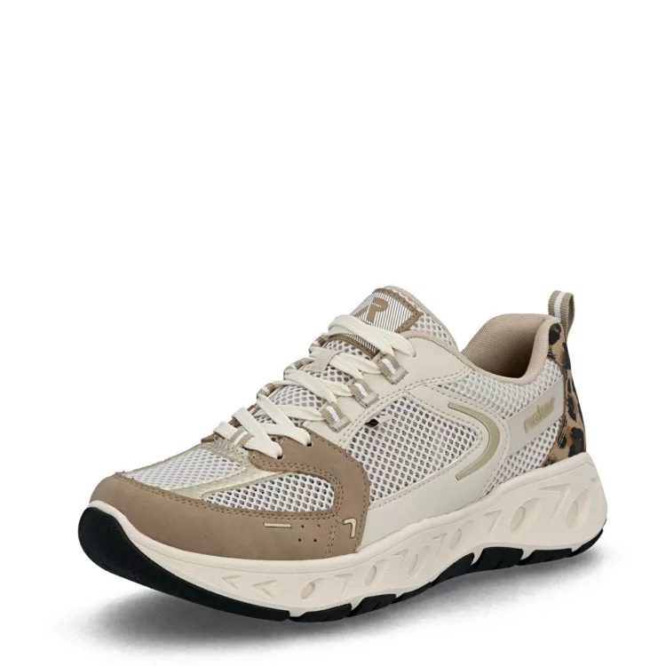 Baskets sport de la marque Rieker pour femme. Référence : M6501-60 Beige. Disponible chez Chauss'Family magasin de chaussures à Issoire.