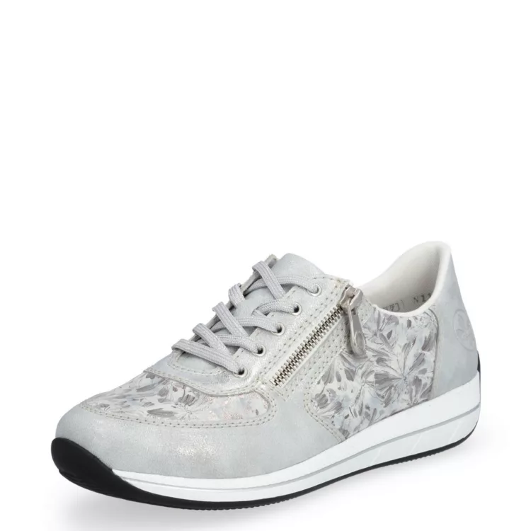 Baskets argentées larges Rieker pour femme. Référence : N1112-80 Argent . Disponible chez Chauss'Family magasin de chaussures à Issoire.