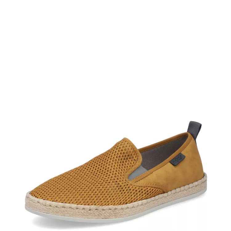Mocassins jaunes toile de la marque Rieker. Référence B2661-68 Jaune . Disponible chez Chauss'Family magasin de chaussures à Issoire.