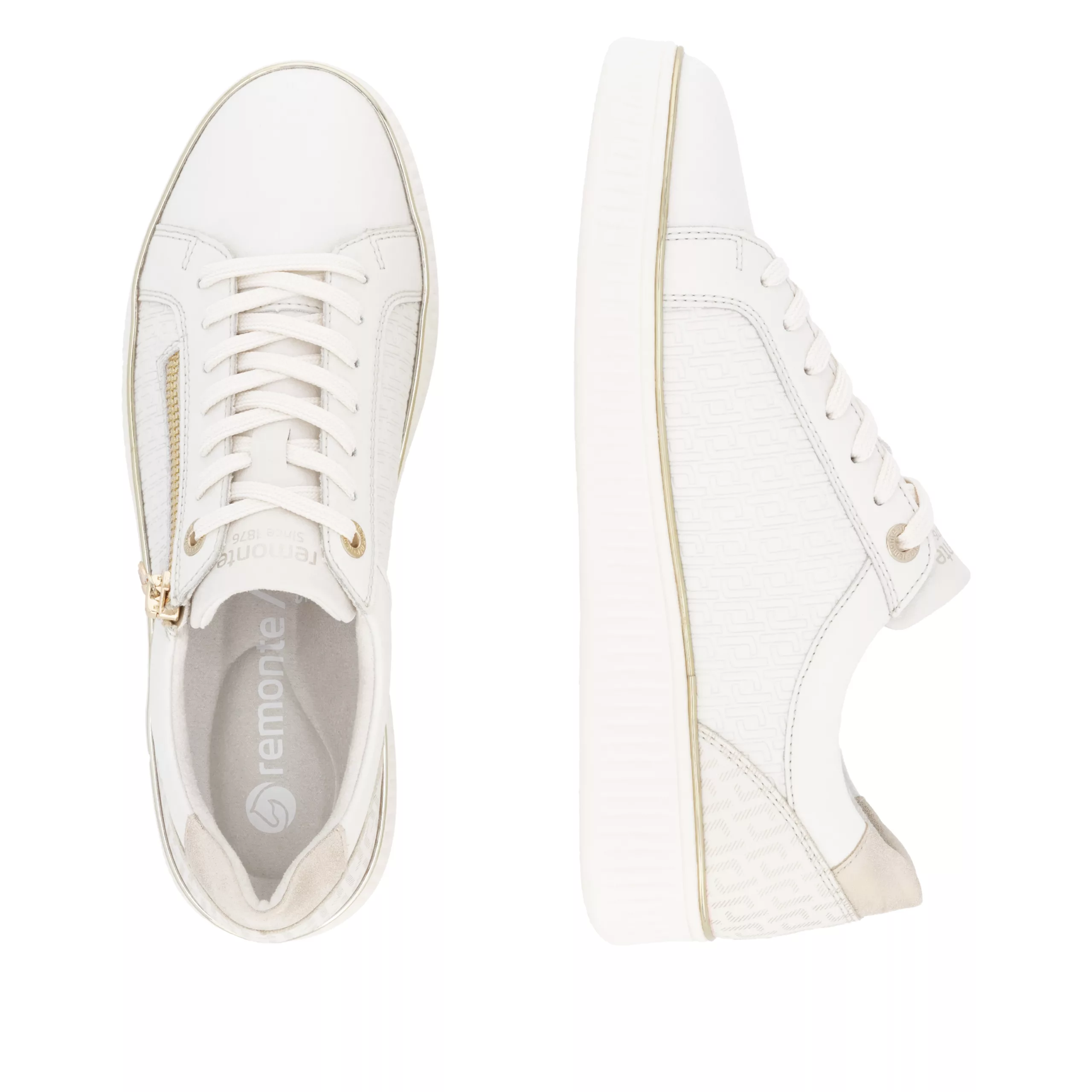 Baskets à plateforme beiges Remonte pour femme. Référence D2E00-80 Beige. Disponible chez Chauss'Family magasin de chaussures Issoire.