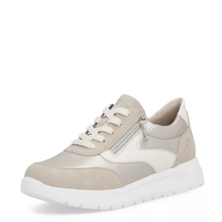 Baskets beiges larges Baskets à plateforme beiges Remonte pour femme. Référence D2V02-62 Beige. Disponible chez Chauss'Family magasin de chaussures Issoire.