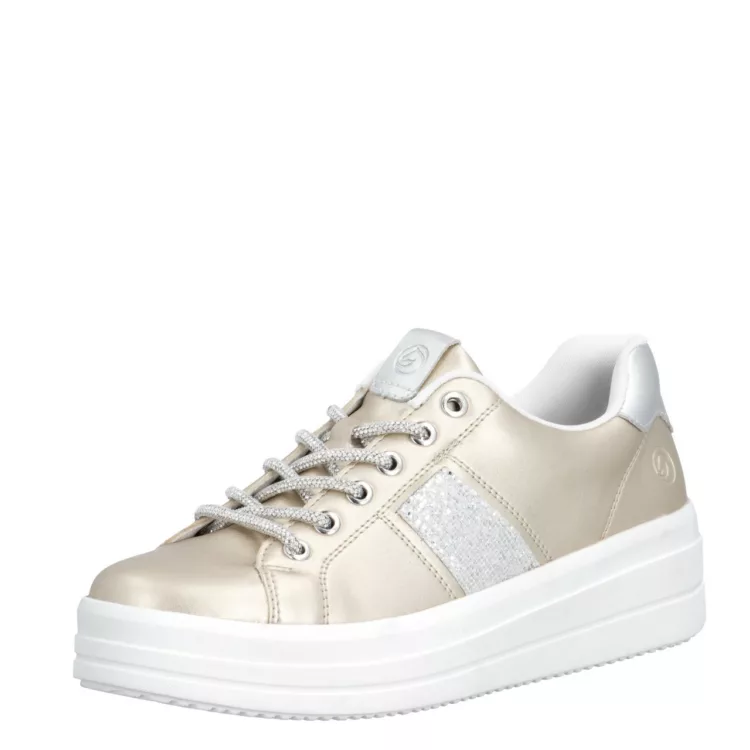 Baskets dorées à plateforme Remonte pour femme. Référence D1C10-90 Or. Disponible chez Chauss'Family magasin de chaussures Issoire.