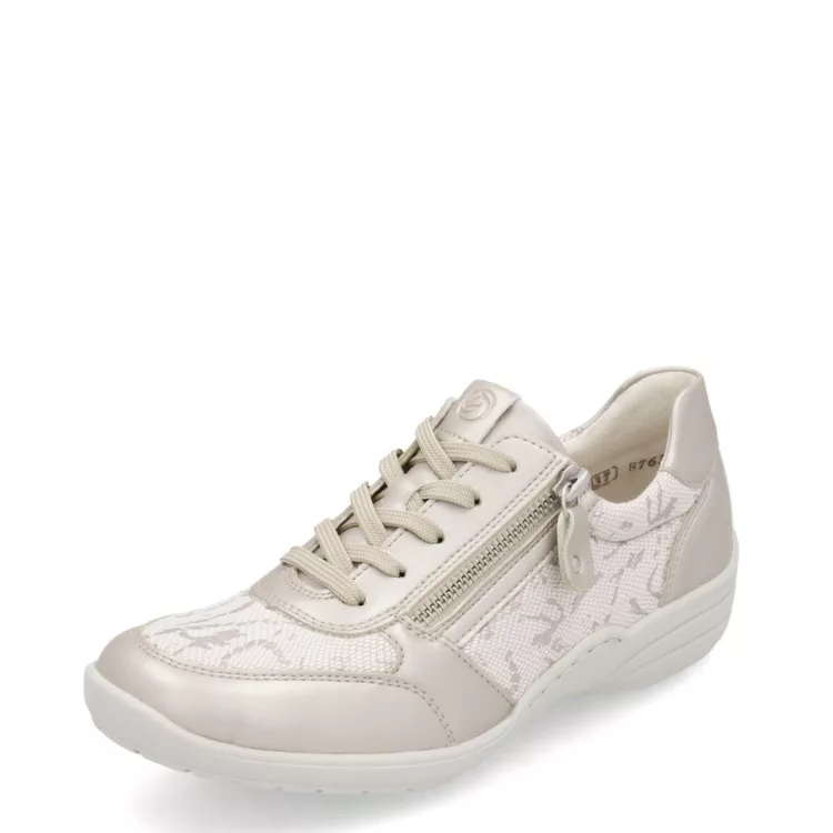 Baskets beiges souples pour femme marque Remonte. Référence R7637-80 Beige. Disponible chez Chauss'Family magasin de chaussures à Issoire.
