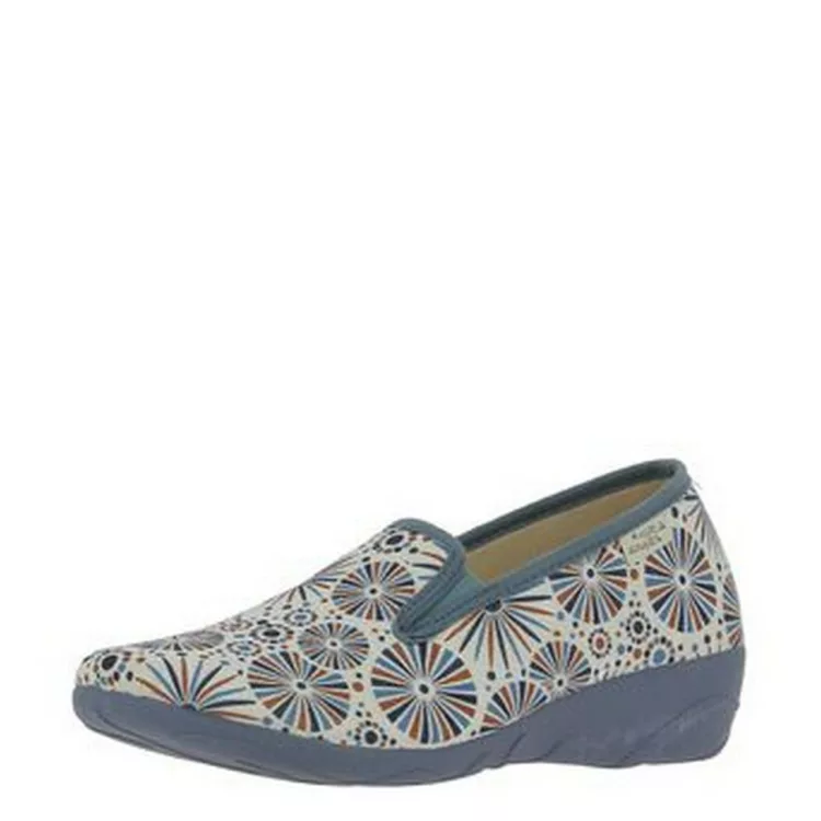 Pantoufles sans-gêne La maison de l'espadrille pour femme. Référence 2049 Bleu. Disponible chez Chauss'Family magasin de pantoufles à Issoire.