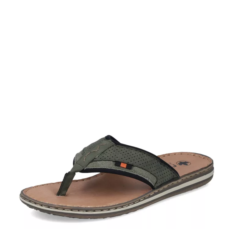 Tongs kaki pour homme de la marque Rieker. Référence 21084-54 Kaki. Disponible chez Chauss'Family magasin de chaussures à Issoire.